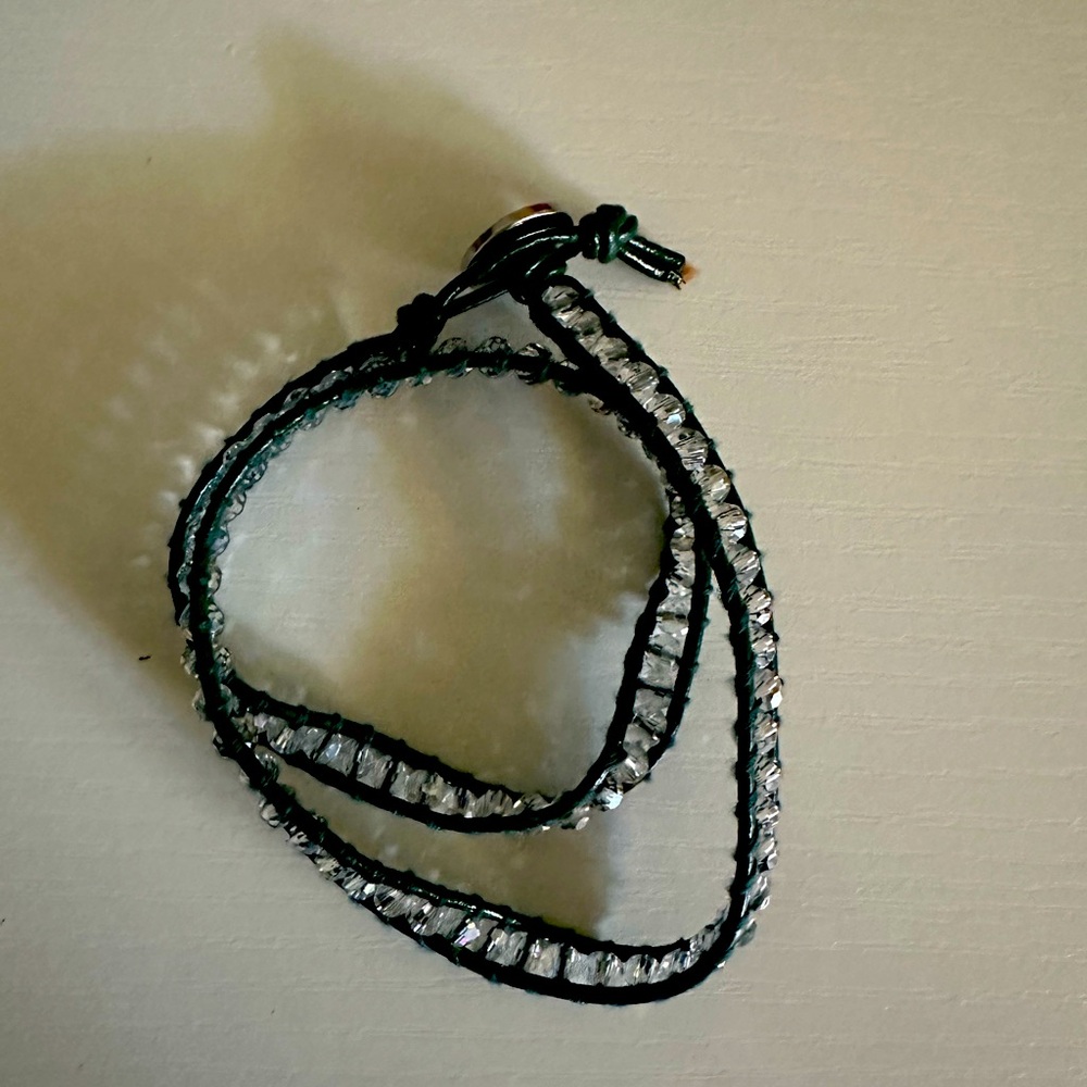 Dark green Victoria Emerson crystal wrap bracelet